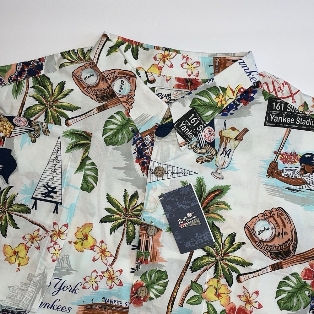 NEW Reyn Spooner New York Yankees Hawaiian Shirt Mens 3XL Baseball MLB Scenic